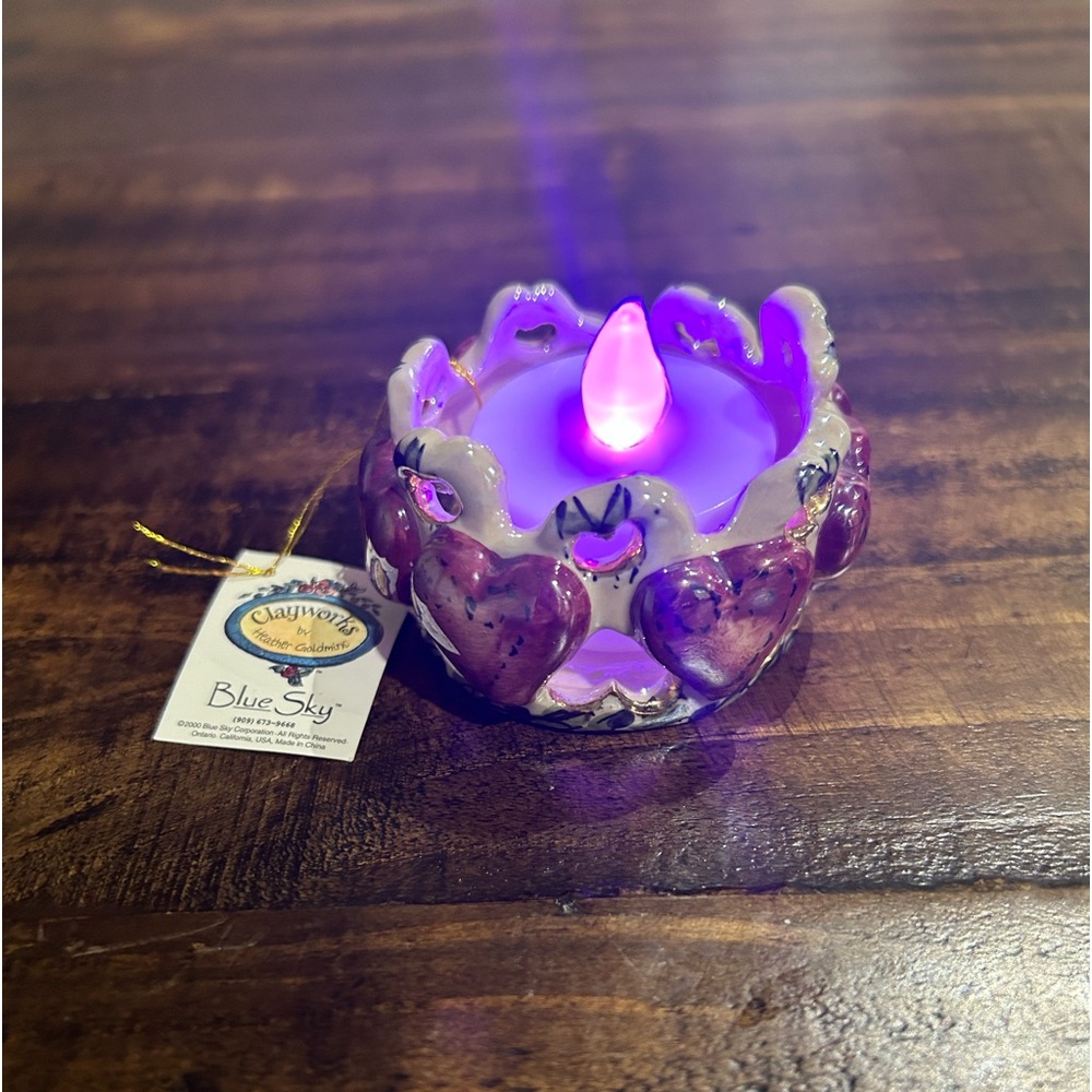 Vintage Clay Works Heather Goldminc Heart  Ceramic Candle Holder